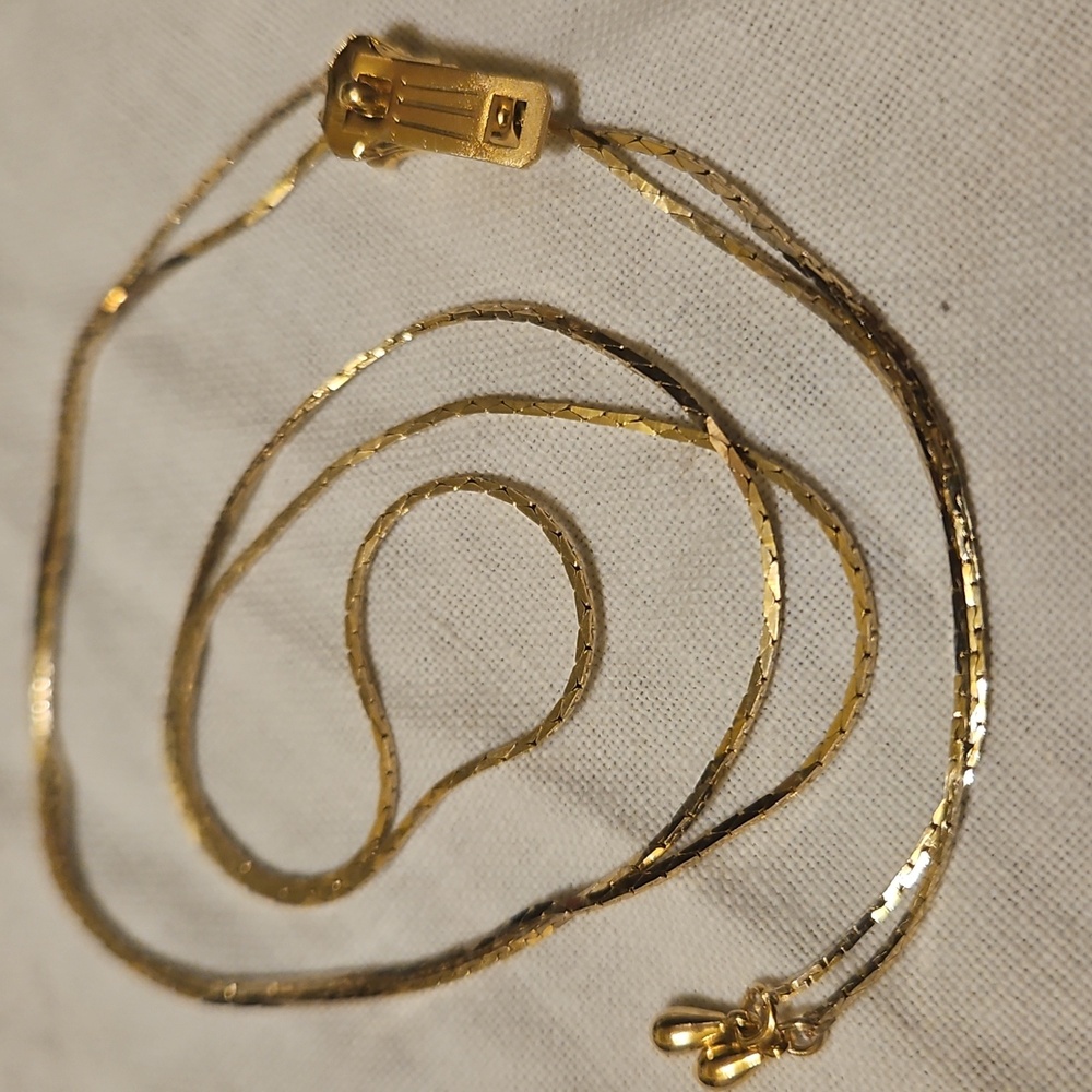 Vintage Gold-Tone Zipper Pull Adjustable Cobra Chain Zip Lariat Necklace
